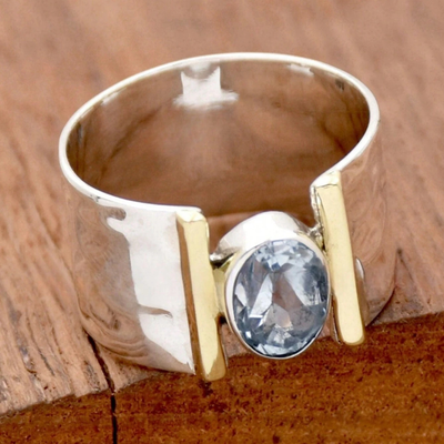 Silver Blue Gemstone Ring