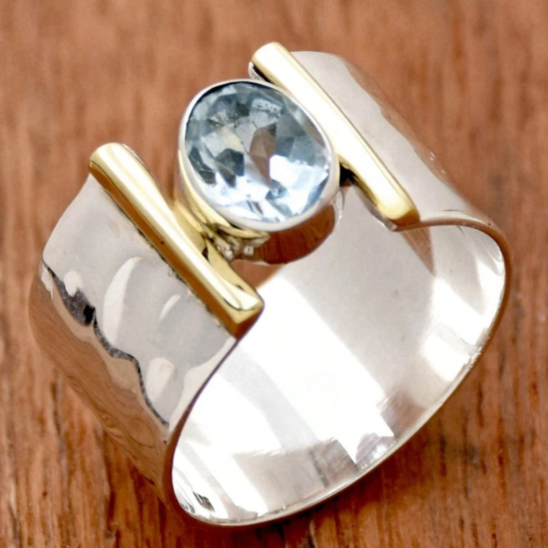 Silver Blue Gemstone Ring