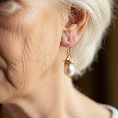 Vintage Pearl Golden Threads Earrings