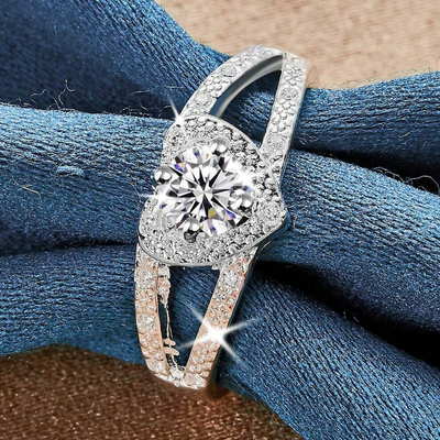 925 Sterling Silver Heart Zirconia Ring