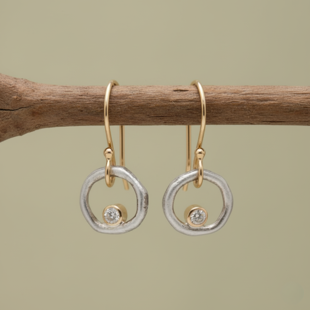 Vintage Gold & Silver Zirconia Earrings