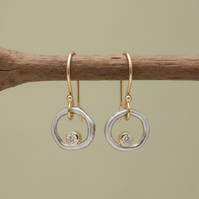 Vintage Gold & Silver Zirconia Earrings