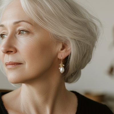 Vintage Pearl Golden Threads Earrings