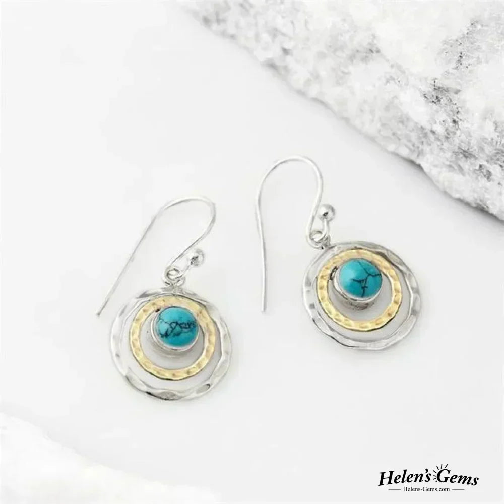 Boho Saturn Earrings: Turquoise & Gold